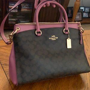 Mia Satchel in signature brown canvas & Pink Rose